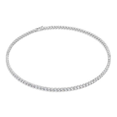 Silver and White Zirconia Choker 4 mm