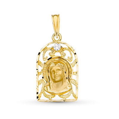 18K Yellow Gold Medal Virgin Girl 21x13 mm