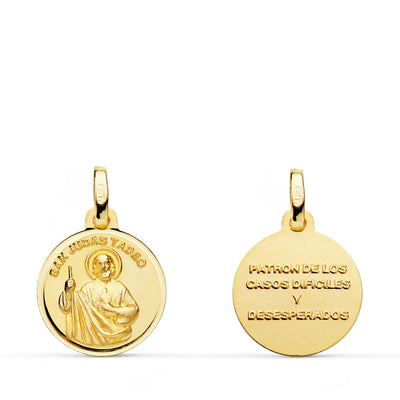 Médaille San Judas Tadeo 18K sculptée 14 mm