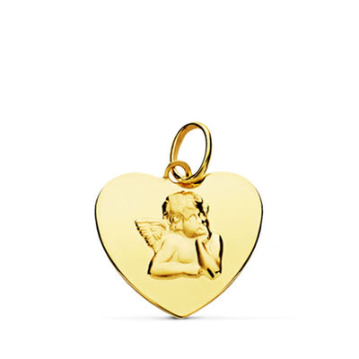18K Shiny Heart Pendant and Mocking Angel. 14 mm
