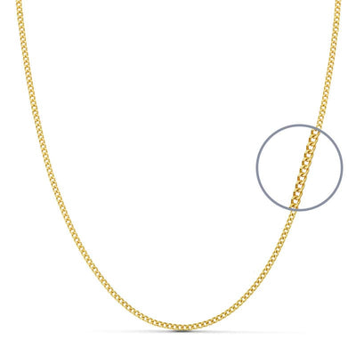 18K Solid Yellow Gold Curb Chain 60 cm Width 1.2 mm