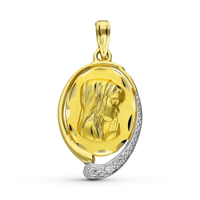 18K Yellow Gold Medal Virgin Girl 23X15 Mm