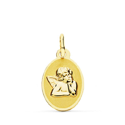 18K Yellow Gold Angelito Burlon Medal. 17X10mm