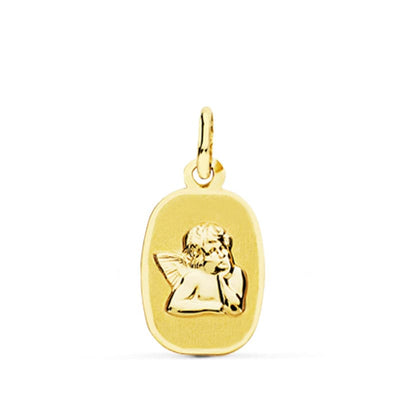 18K Yellow Gold Angelito Burlon Medal. 17X10mm