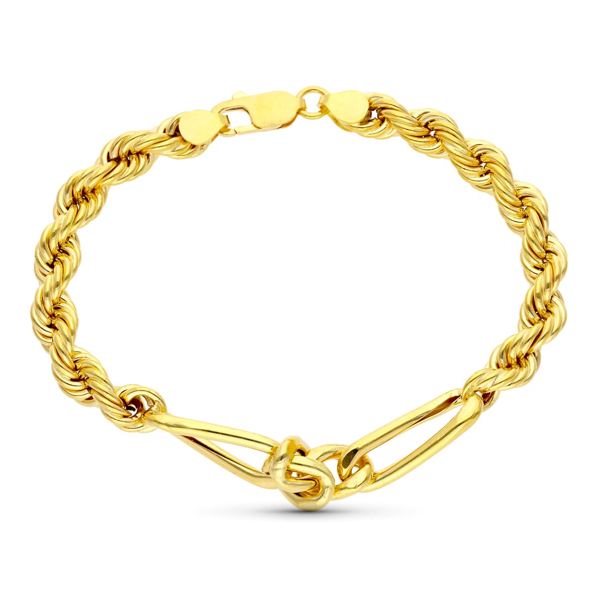 18K Yellow Gold Alternating Solomon Cartier Link Bracelet 20 cm