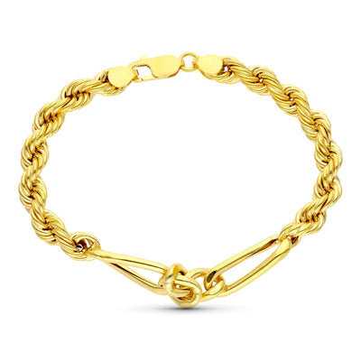 18K Yellow Gold Bracelet Alternating Solomonic Link Cartier 20 cm 6.5 mm