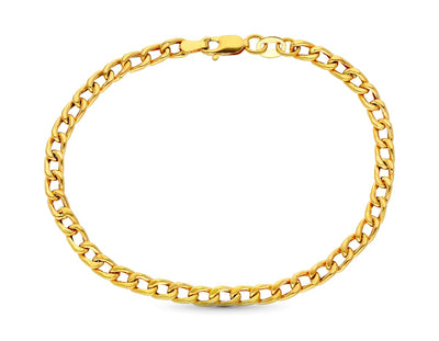 18K Yellow Gold Hollow Curb Link Bracelet 18.5 cm 3 mm