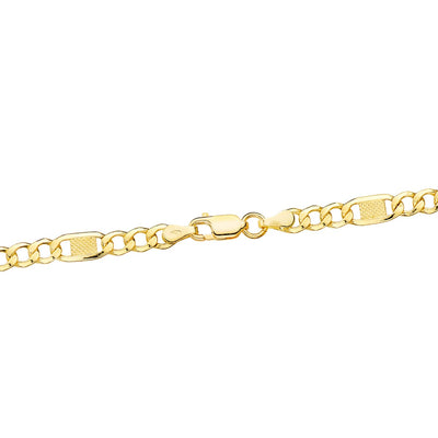18K Yellow Gold Chain Hollow Links 3x1. Length 60 cm Width 5 mm