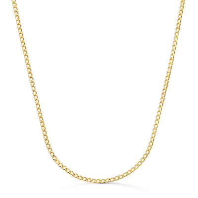 18K Yellow Gold Hollow Curb Chain Width: 2mm Length: 60 cm