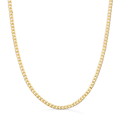 18K Yellow Gold Hollow Curb Chain. Width: 2.2 mm. Length: 60 cm