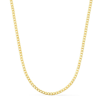 18K Yellow Gold Hollow Curb Chain Width: 2.5mm Length: 60 cm