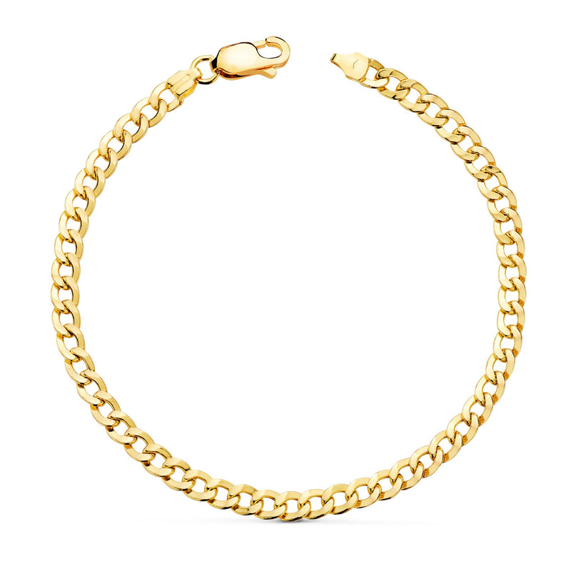 18K Yellow Gold Bracelet Flat Hollow Curb Length: 19 cm