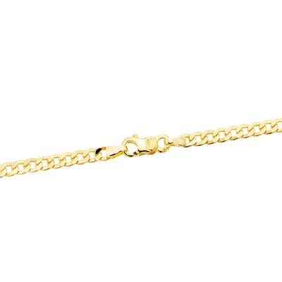 18K Solid Yellow Gold Curb Chain Length 60 cm Width 3.75 mm