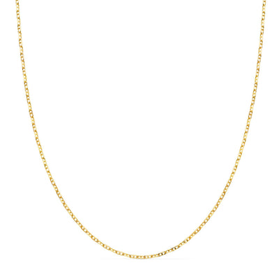 18K Yellow Gold Chain Forced Solid Anchor Carved Edges Width: 1.5 mm. Length: 60 cm