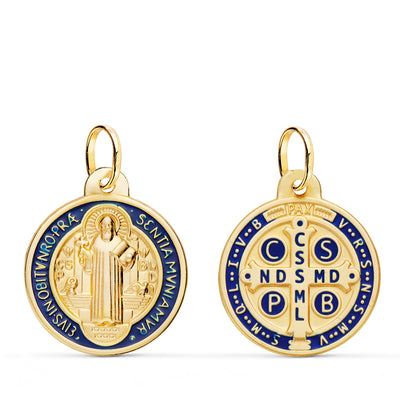 18K Medalla Oro Amarillo Virgen Milagrosa Oval Esmalte Rosa. Medida: 20 x 14 mm