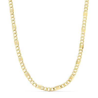 18K Yellow Gold Chain Hollow Links 3x1. Length 60 cm Width 4 mm