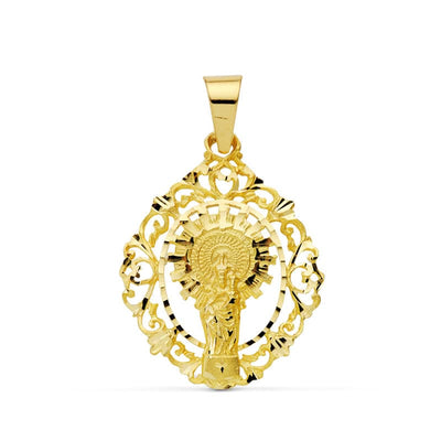 18K Medal Virgin Pilar Border 36x28 mm