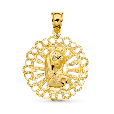 18K Yellow Gold Medal Virgin Girl 24 mm