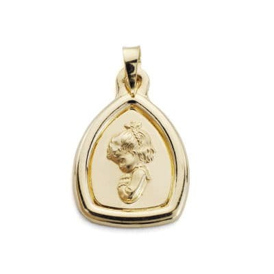 18K Medalla Virgen Niña 24x16 mm
