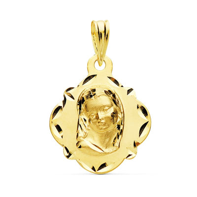 18K Medalla Virgen Niña 19X16 Mm