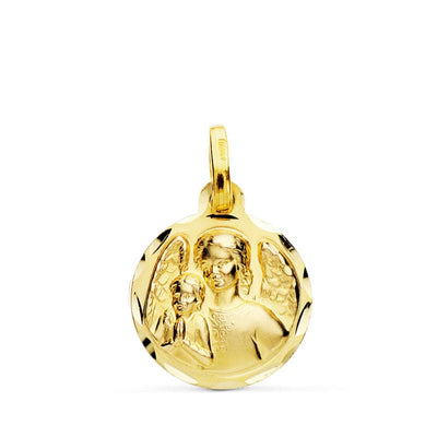 18K Medalla Angel De La Guarda 14 mm