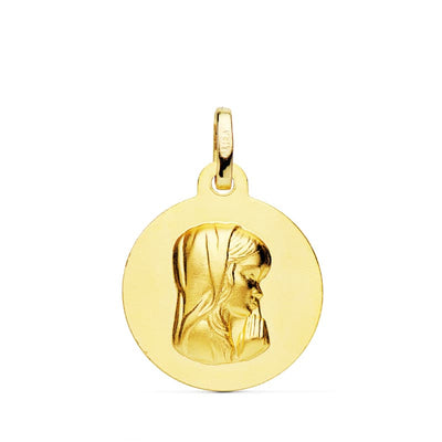 18K Virgin Mary Medal Shaded 16 mm