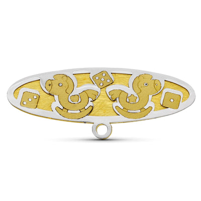 18K Alfiler Oro Bicolor Caballitos. 28X10 mm