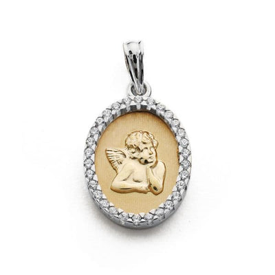 18K Angel Medal Zirconia 20x13 mm