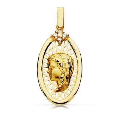 Médaille en or jaune 18 carats Diamants taille brillant 0,10 Qts. 29x14mm