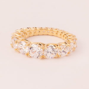 Alianza pavé 6 mm bañada en oro 18k