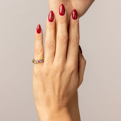 18k gold plated 4mm multicolour zircon ring