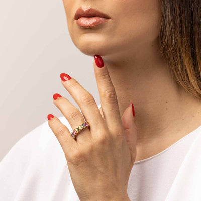 Multicolored zircons alliance with cut drops