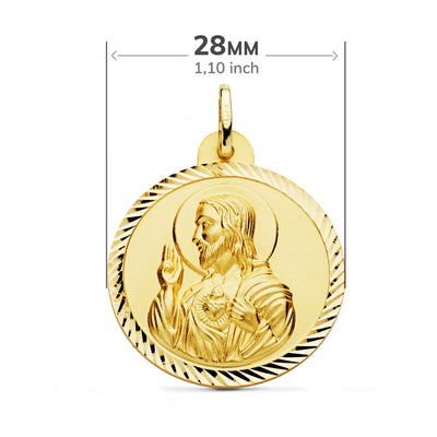 Hélix Scapulaire 18K Vierge Carmen et Cœur de Jésus 28 Mm