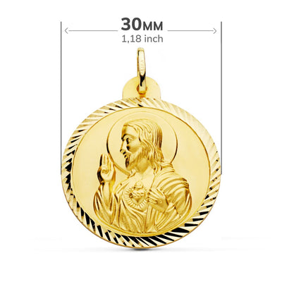 Hélice Scapulaire 18K Vierge Carmen et Coeur de Jésus 30 Mm