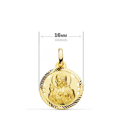 Hélice Scapulaire Ajourée 18K Vierge Carmen et Coeur de Jésus 16 Mm