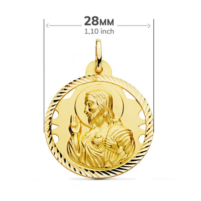 Hélix Scapulaire Ajouré 18K Vierge Carmen et Cœur de Jésus 28 mm