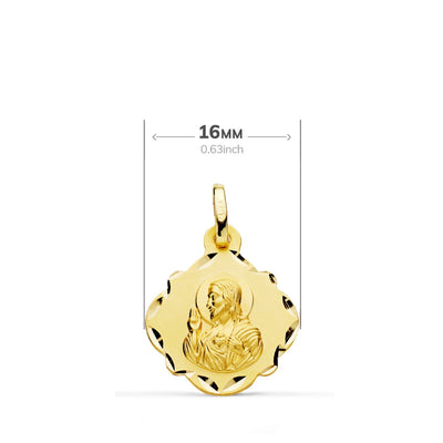 18K Scapular Virgin of Carmen Heart of Jesus 16 mm