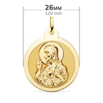 18K Shiny Scapular of the Virgin of Carmen and the Heart of Jesus 26 mm
