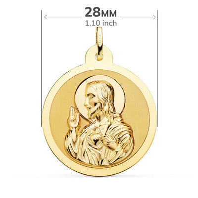 Vierge Scapulaire Brillante 18K de Carmen et Cœur de Jésus 28 mm