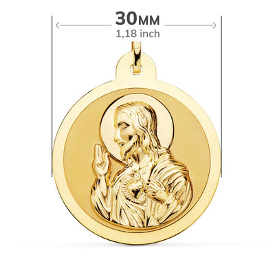Vierge Scapulaire Brillante 18K de Carmen et Cœur de Jésus 30 mm