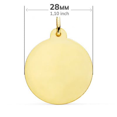 18K Yellow Gold Medal Virgin Charity of Copper Carved 28 mm