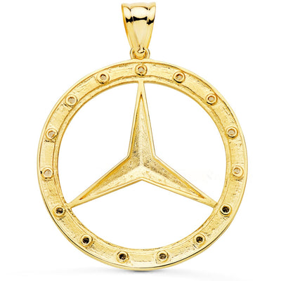 18K Yellow Gold Medal Star with Frame and Zirconia 35 mm