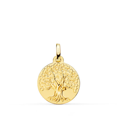 Médaille Or Jaune 18K Arbre de Vie Nuancé 16 Mm