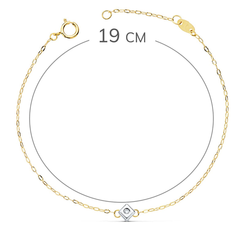 18K Bicolor Gold Diamond Chaton Bracelet With Si-H Diamond 0.015 Qts. 19cm
