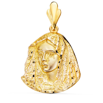 Médaille Silhouette Vierge Macarena Or Jaune 18 Carats 29x28 mm
