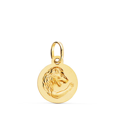 Médaille Horoscope Lion Or Jaune 18 Carats Teintée 13 Mm