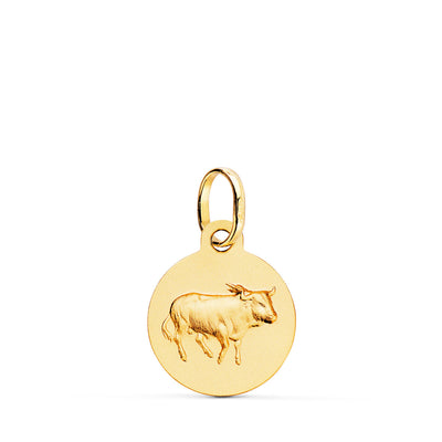 Médaille Horoscope Taureau Or Jaune 18 Carats Teintée 13 Mm