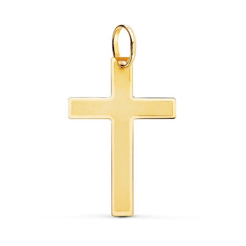 18K Yellow Gold Cross Shiny and Matte Without Christ 29x20 mm