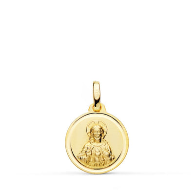 18K Medalla Oro Amarillo Virgen Del Carmen Tallada 28 mm