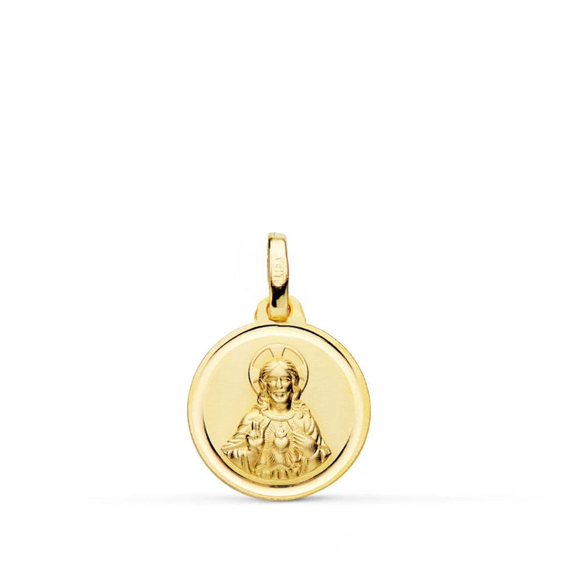 18K Medalla Oro Amarillo Virgen Del Carmen Tallada 28 mm
